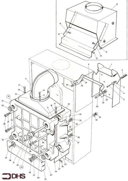 Exploded Diagram for FLUEHOOD/ COMBUSTION CHAMMBER