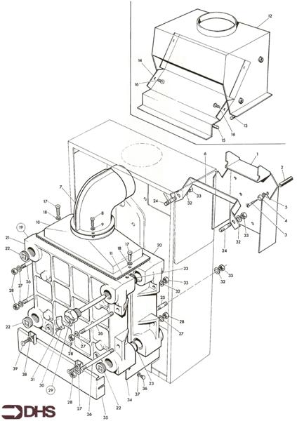 Exploded Diagram for FLUEHOOD/ COMBUSTION CHAMMBER
