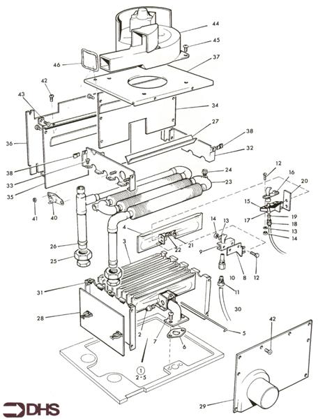 Exploded Diagram for COMB CHAMBER AND HEAT EXCH