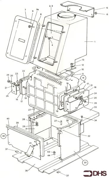Exploded Diagram for HEAT EXCH / COMB & FLUEHOOD AS