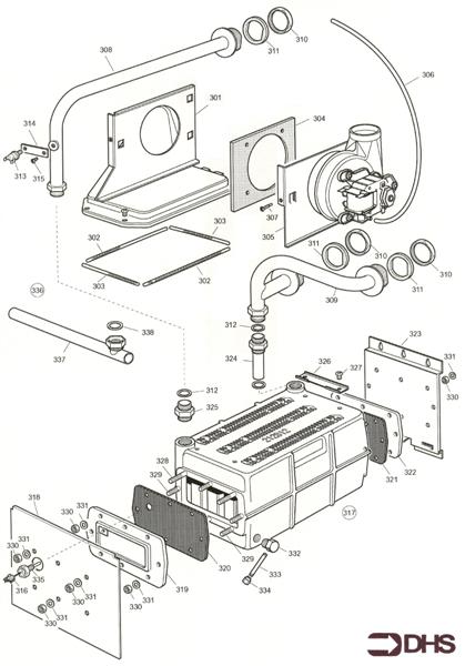 Exploded Diagram for HEAT EXCH. & FLUEHOOD ASSY