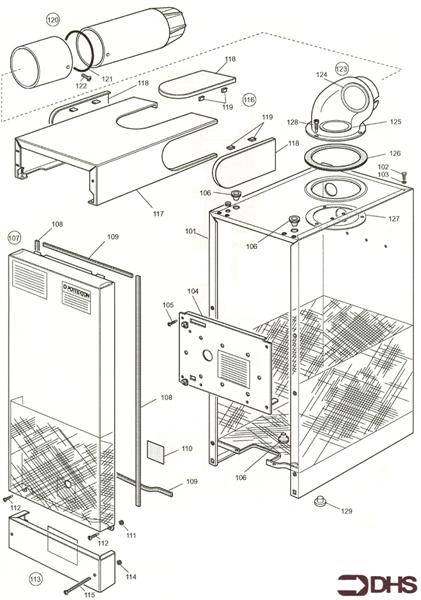 Exploded Diagram for CASING AND FLUE ASSY - RS
