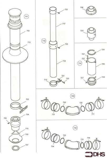 Exploded Diagram for ALTERNATIVE FLUE KITS