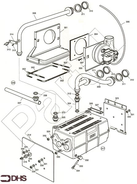 Exploded Diagram for HEAT EXCH AND FLUEHOOD ASSY