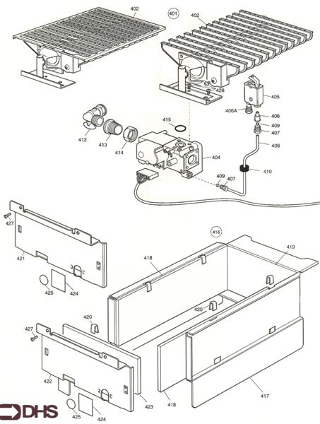 Exploded Diagram for GAS ASSY AND COMB CHAMBER