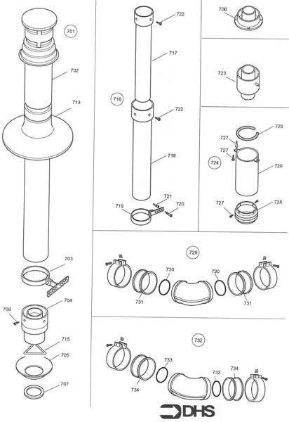 Exploded Diagram for ALTERNATIVE FLUE KITS2