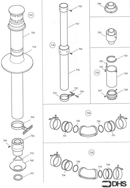 Exploded Diagram for ALTERNATIVE FLUE KITS
