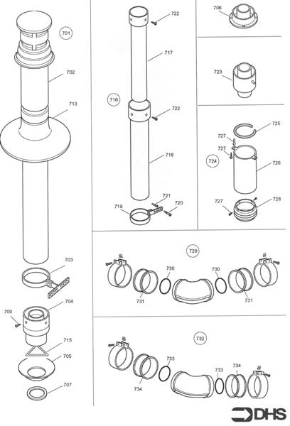 Exploded Diagram for ALTERNATIVE FLUE KITS
