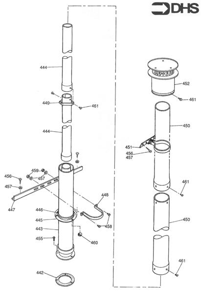 Exploded Diagram for 4,0 METRE VERTICAL FLUE ASSY
