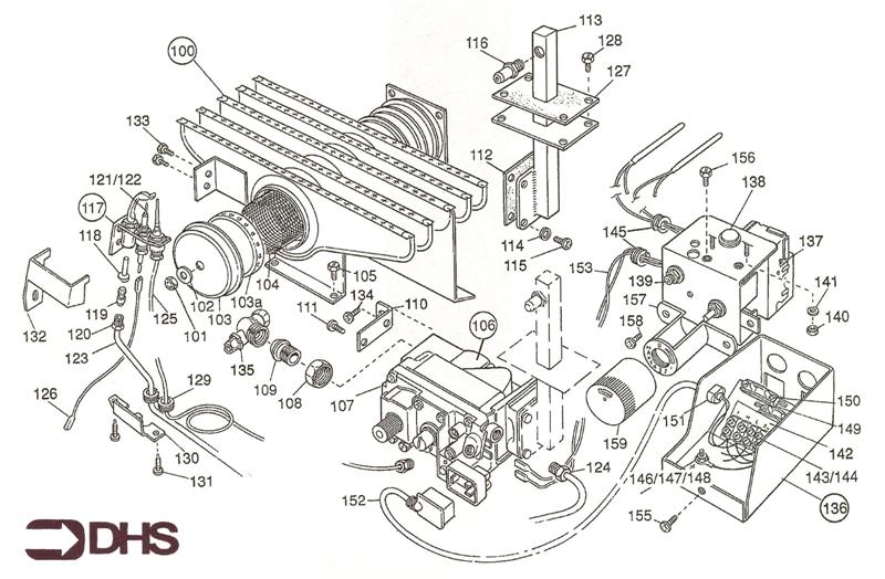 Exploded Diagram for GAS AND BOILER CONTROL ASSY