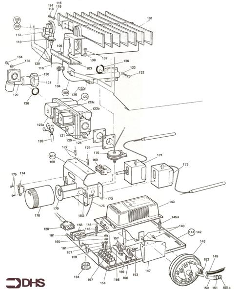 Exploded Diagram for GAS AND CONTROLS TRAY ASSY