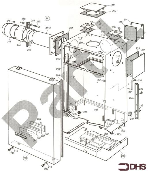 Exploded Diagram for CASING AND FLUE ASSY
