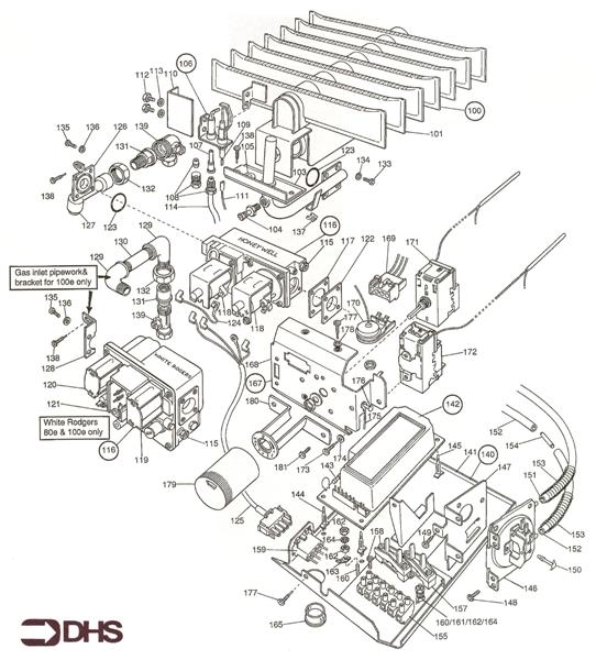 Exploded Diagram for GAS AND BOILER CONTROL ASSY
