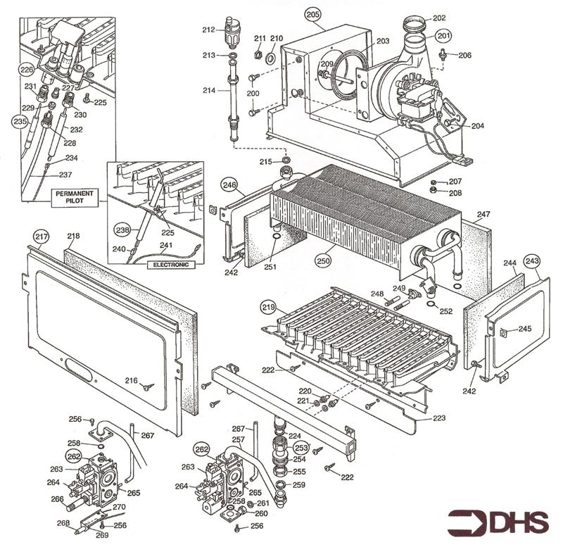 Exploded Diagram for BOILER - GAS CONTROL ASSY