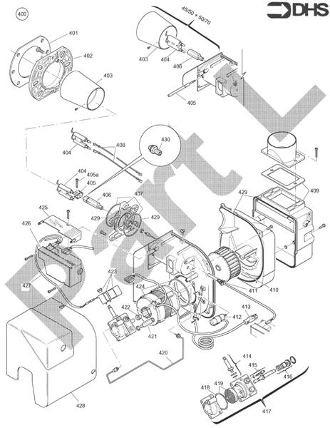 Exploded Diagram for BURNER ASSY - RIELO 1 & 2