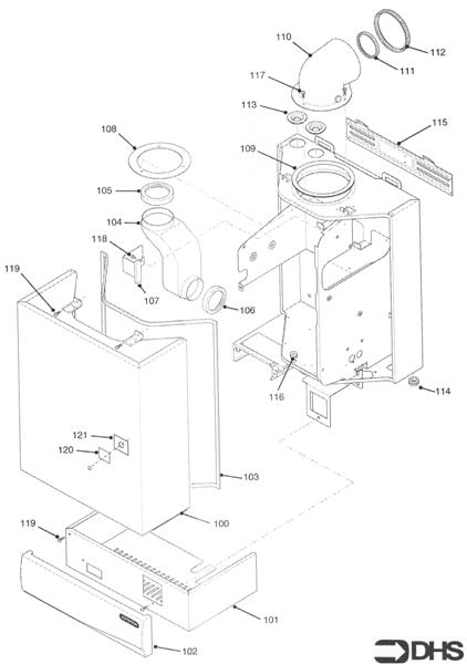 Exploded Diagram for OUTER CASE - FLUE ASSY
