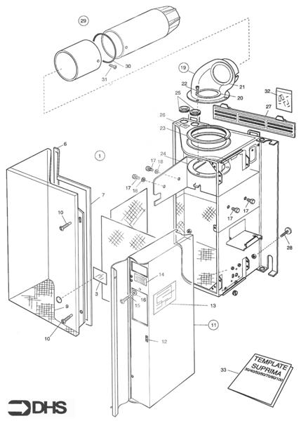 Exploded Diagram for OUTER CASE FLUE ASSY