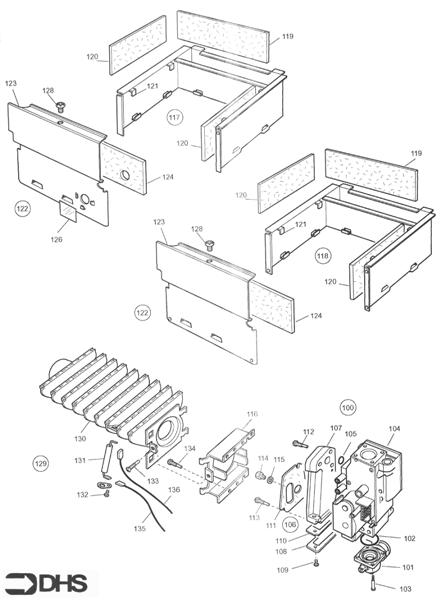 Exploded Diagram for GAS ASSY - COMB CHAMBER CONTD