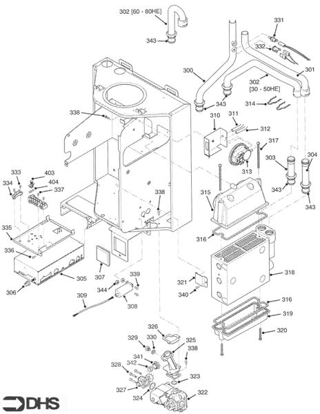 Exploded Diagram for CONTROLS & SEC. HEAT EXCH