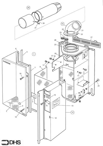 Exploded Diagram for OUTER INNER CASE FLUE