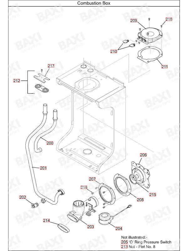 Exploded Diagram for COMBUSTION BOX