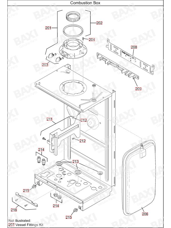 Exploded Diagram for COMBUSTION BOX