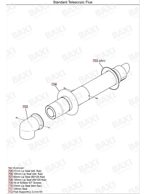 Exploded Diagram for STANDARD TELESCOPIC FLUE