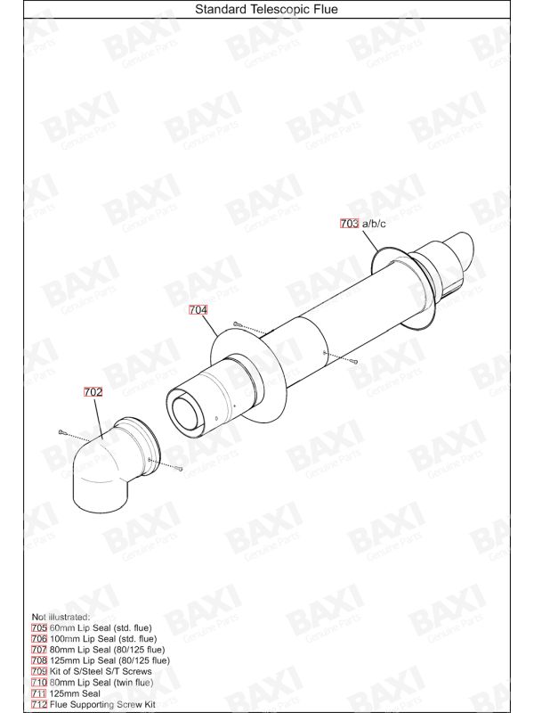 Exploded Diagram for STANDARD TELESCOPIC FLUE