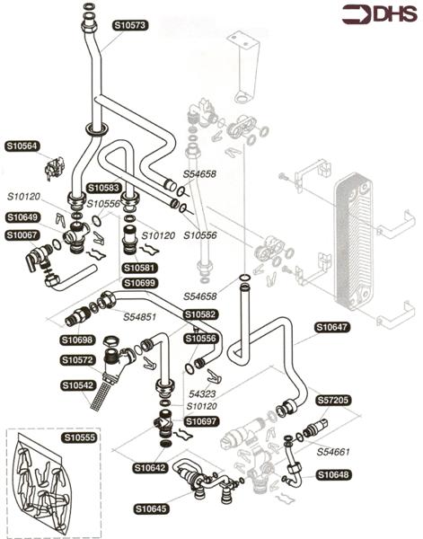Exploded Diagram for PIPES AND HEATING FLOW SENSOR