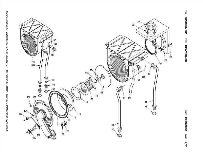 Exploded Diagram for HEAT EX/BURNER ASSEMBLY