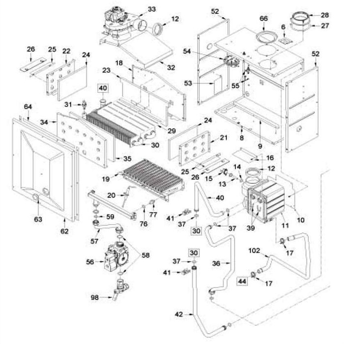 Exploded Diagram for HEAT EXCHANGER/BOILER ASSY
