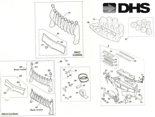 Exploded Diagram for CASTINGS/CERAMICS/FIXING KIT