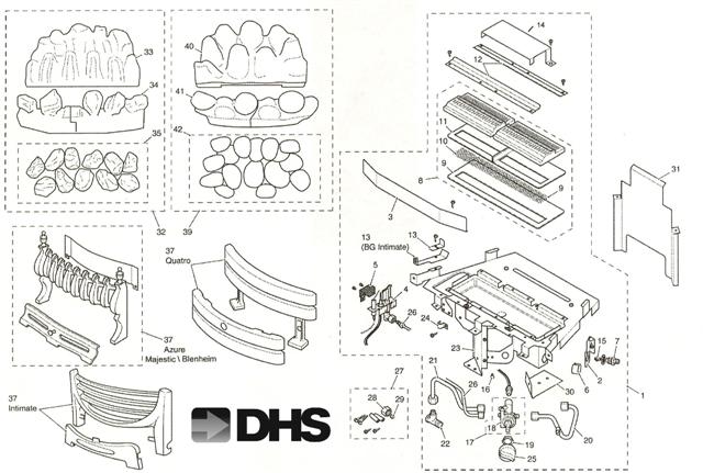 Exploded Diagram for BURNER TRAY/CASTINGS/CERAMICS