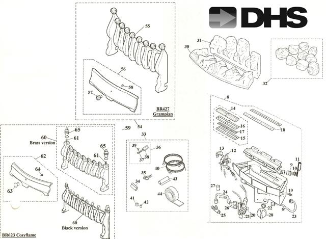 Exploded Diagram for CASTINGS/CERAMICS/FIXING KIT