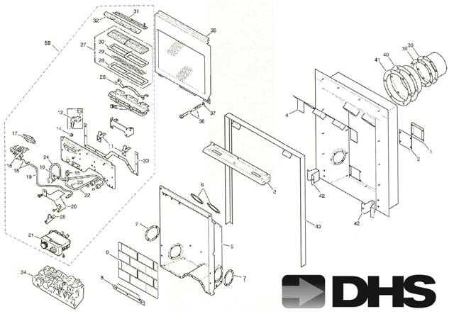 Exploded Diagram for BURNER/CERAMICS/CONVECTION BOX