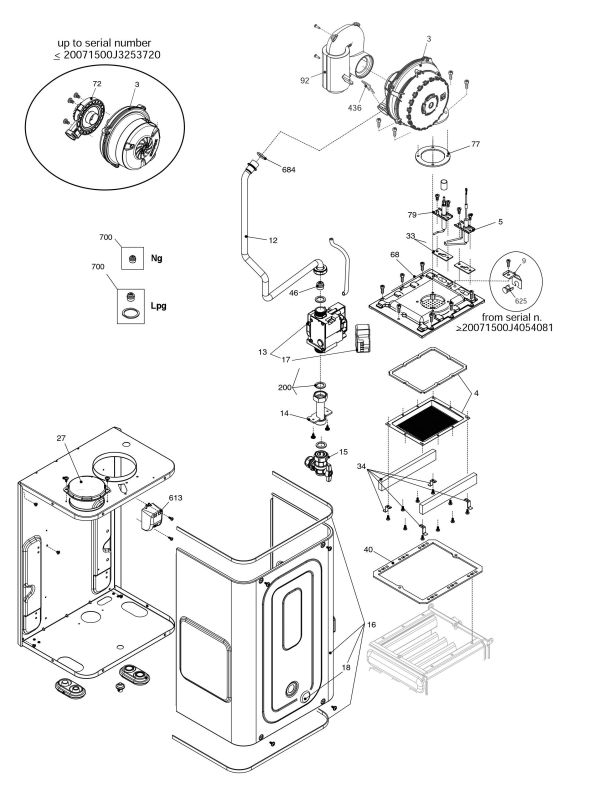 Exploded Diagram for BURNER COMPONENTS/AIRBOX