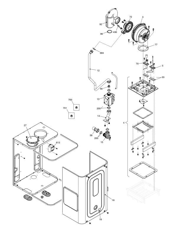 Exploded Diagram for BURNER COMPONENTS/AIRBOX