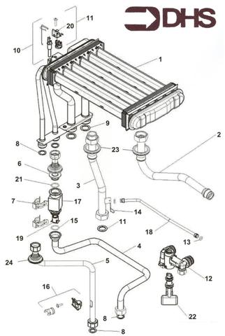 Exploded Diagram for HEAT EXCHANGER/ PIPES